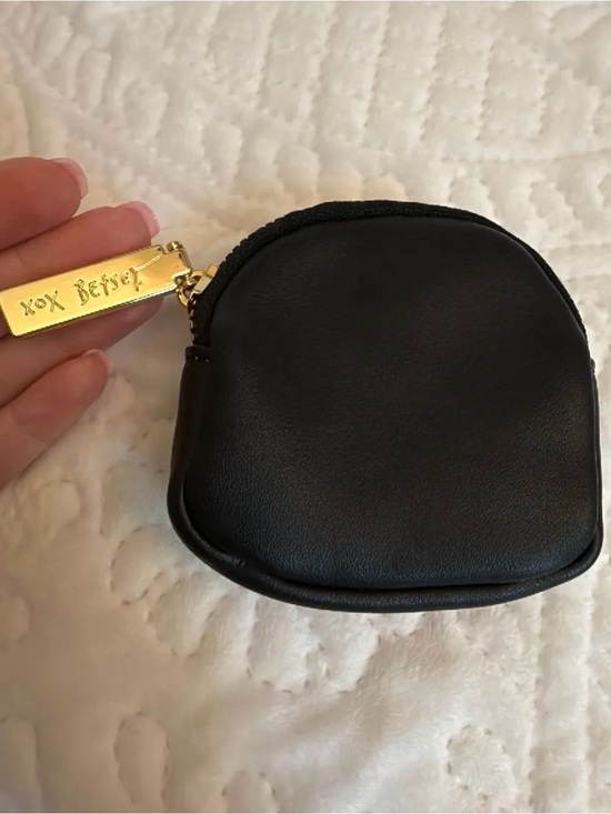 Betsey Johnson Handbags - Betsey Johnson Black Leather Coin Pouch with Gold Hardware